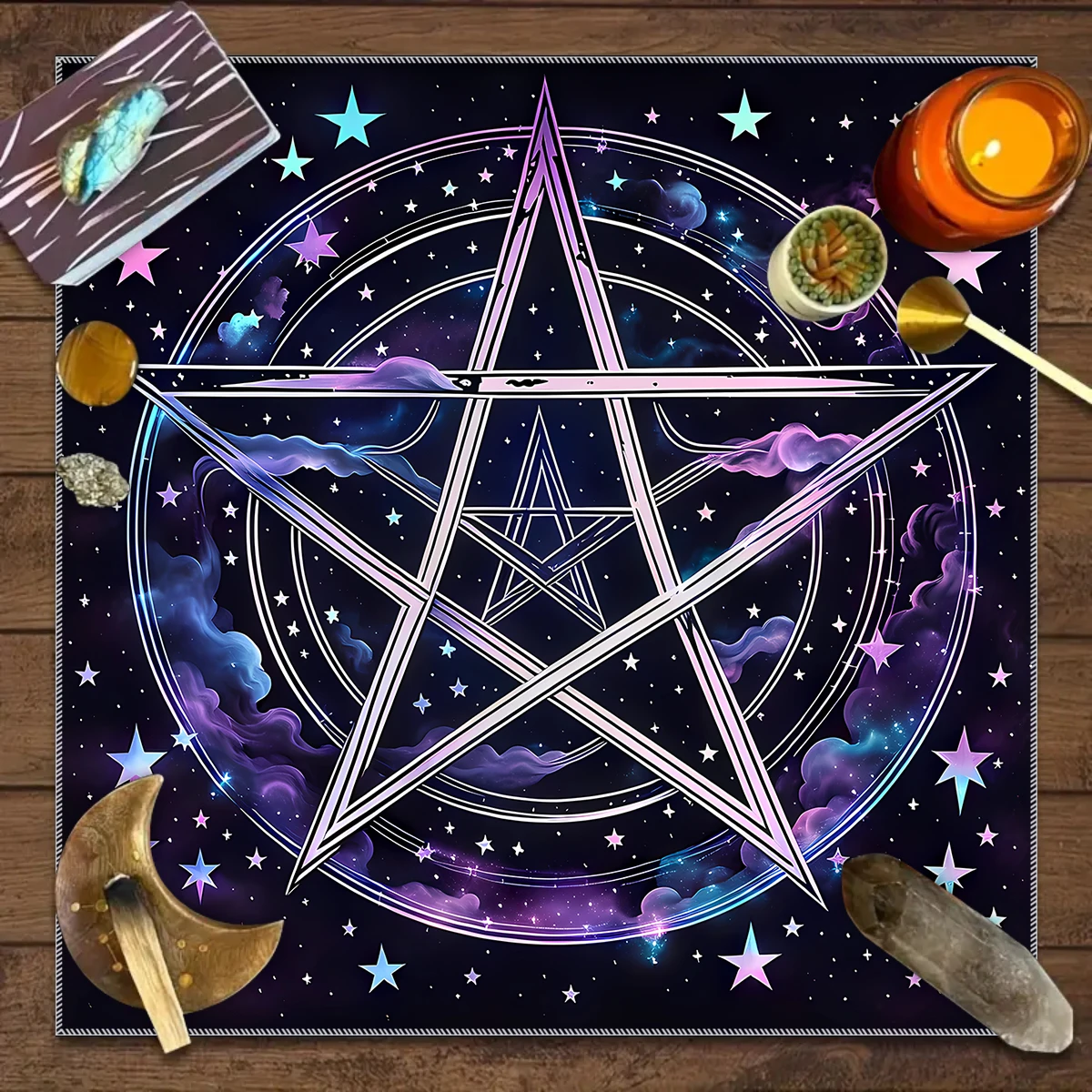 1pc Tarot tablecloth, pentacle and twelve constellations astrological altar decorative tablecloth, game decorative tablecloth