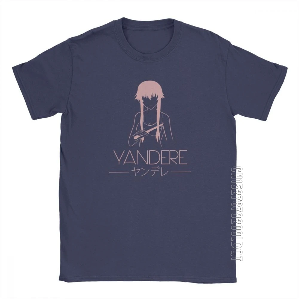 Yandere Mode Mirai T Shirt Men's Pure Cotton T-Shirt Gasai Yuno Anime Future Dairy Tee Shirt Male Tshirt Tops Plus Size