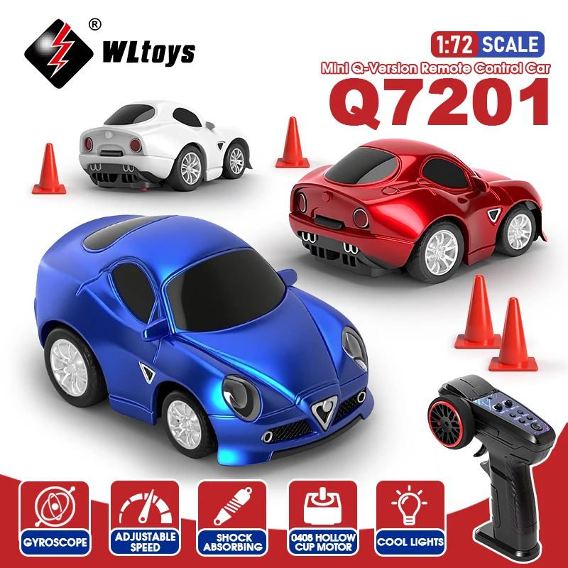 WLtoys Q7201 1/72 RC Mini Car With Light 2.4G Gyroscope 4WD Full Scale Radio Controlled Model Competitive Vehicle Toys For Kid