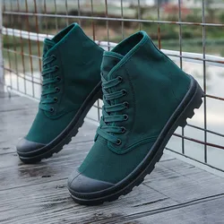 Tongue one-piece shoes high-top canvas boots anti-collision outdoor mountaineering leisure sports men's canvas shoes M011