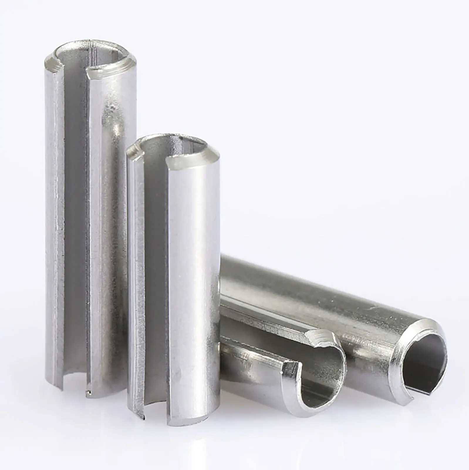 M1.5-M12 304 Stainless Steel Spring Pins Cylindrical Elastic Open Dowel Pins Slotted Split Tension Pins