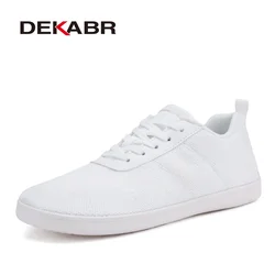 DEKABR Men Wide Barefoot Shoes White Pink Lightweight Breathable Soft Minimalist Casual Men's Sneakers Large Size