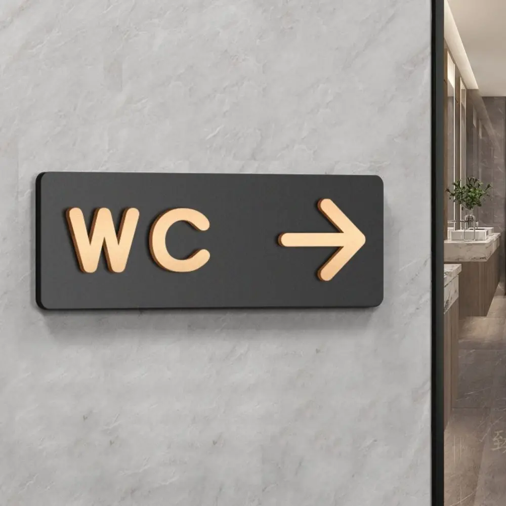 Simple Black&Gold WC Direction Sign Left and Right Acrylic WC Sign Prompt Sign Men and Women Bathroom Sign Bathroom