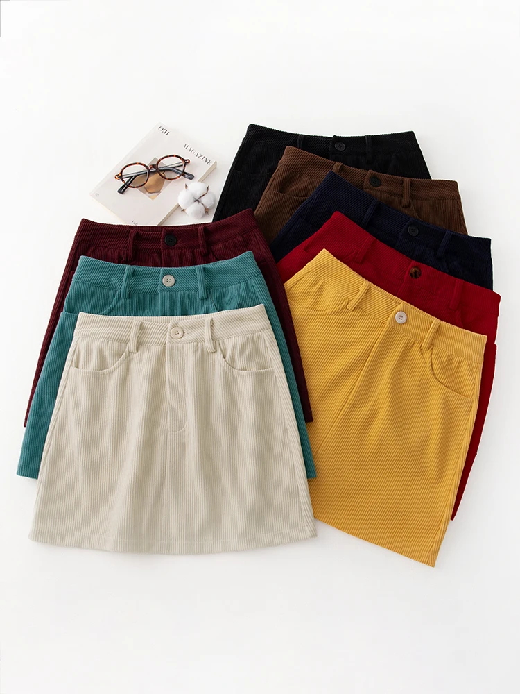 レディース冬用シェニールハイウエストスリムAラインミニスカート - ボディコン滑り止めカジュアルミディスカート