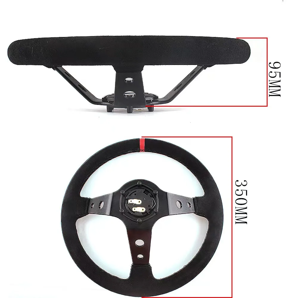 14 Inch Car Modification Universal Steering Wheel Frosted Personalized Competitive Racing Steering Wheel 350mm Suede