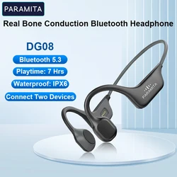 PARAMITA DG08 Conduction Headphone Wireless Bluetooth Headset with MIC BT 5.3 IPX7 Waterproof for Sport Running Workouts Driving