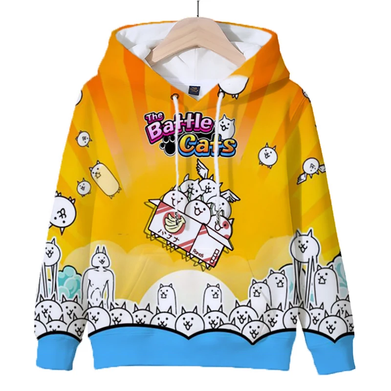 Cartoon Game The Battle Cats Hoodies for Kids Boys Casual Outerwear Children Sweatshirts Kawaii Girls Pullover Tops Sudadera