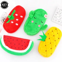 Creative Cartoon Cute Fruit Small Bag Plush Pencil Case Cactus Strawberry Pineapple Watermelon Pencil Pocket