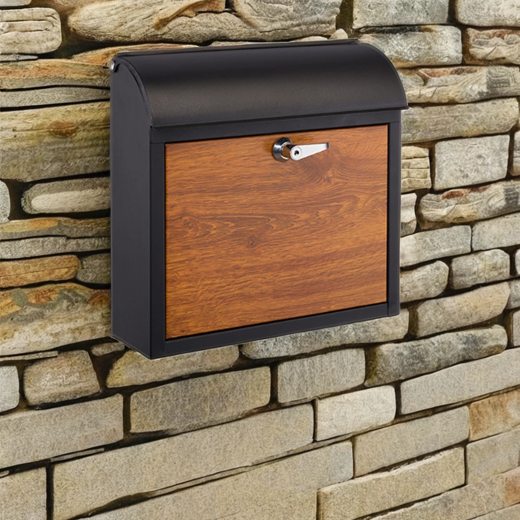High Quality Outdoor Galvanized Steel Wooden Mailbox Post 38*12*37cm Wall-Mounted Letterbox with Lock Setting