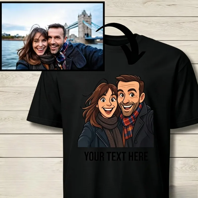 Personalized Photo shirt kids family shirts Custom Couple T Shirt Cartoon Custom Text DIY Image Print Tee daddy Valentine Gift