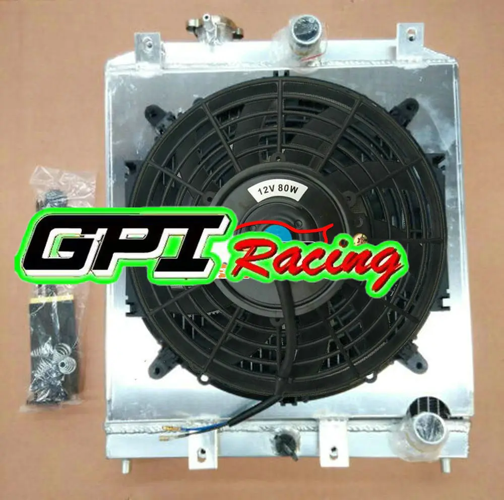 Radiador de 32mm con ventilador de cubierta para Honda Civic Del Sol EG EK EH EJ EM B16 B18 92-00