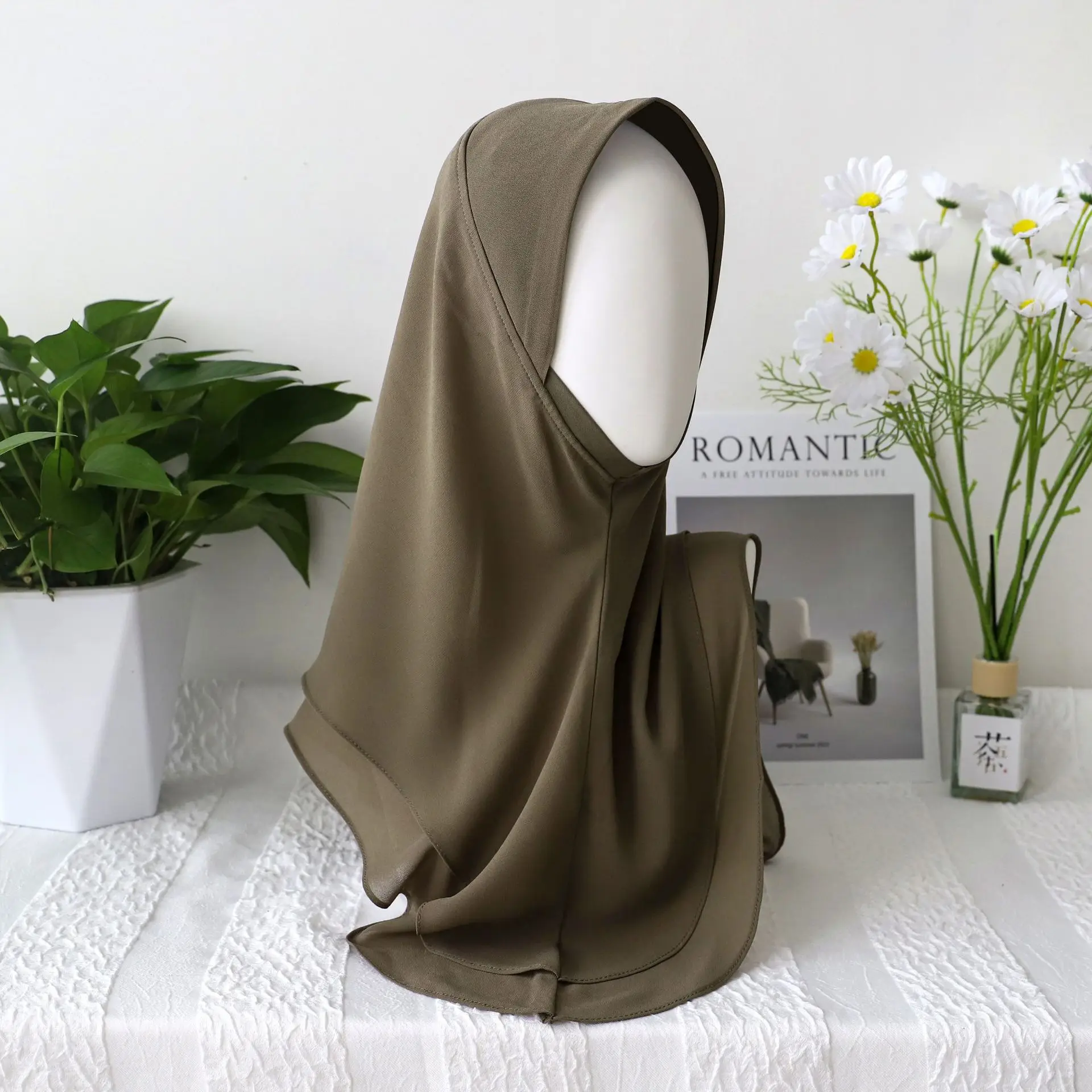 Donne di Un Pezzo Amira Hijab Istantaneo Sciarpa Hijab Shaw Khimar Turbante Modesto Preghiera Musulmana Hijab Arabo Femme Musulman Foulard