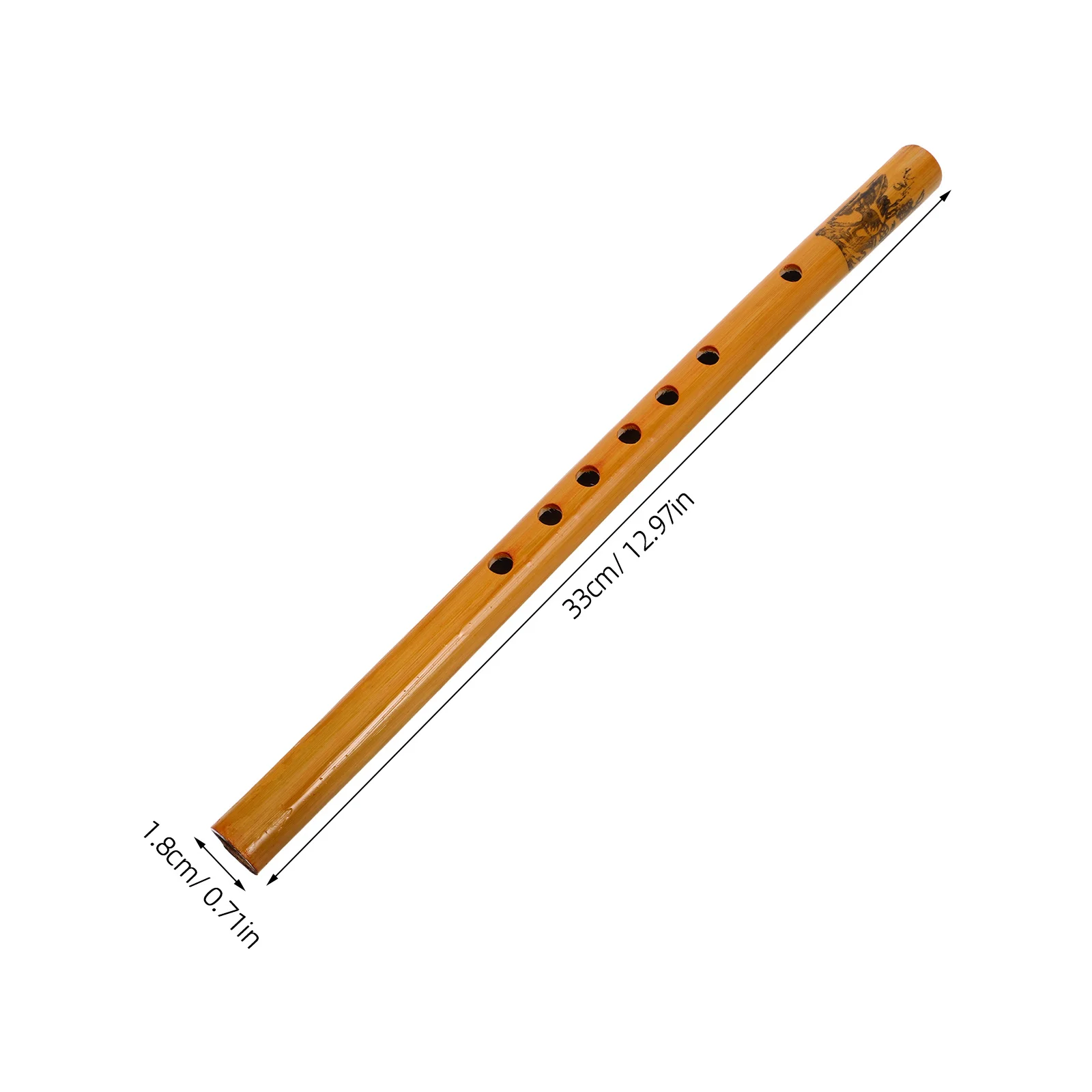 Seruling Vertikal Pemula 33Cm Bahan Bambu Struktur 7 Lubang Mudah Dipelajari Instrumen Tiup untuk Latihan Siswa Kelas Musik