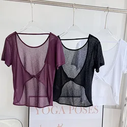 Canotta da allenamento da donna abbigliamento sportivo per donna t-Shirt da palestra Open Back Yoga Top camicette sportive donna camicia Fitness maglia femminile