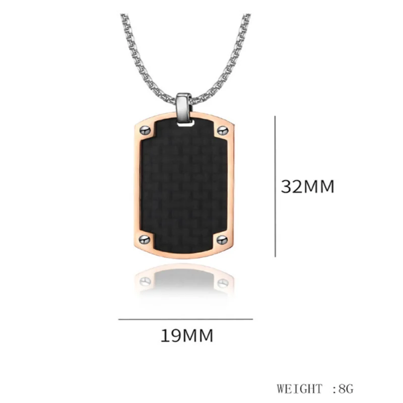 Custom Wholesale High Quality Stainless Steel Trendy Creative Carbon Fiber Men Pendant Necklace Source Factory