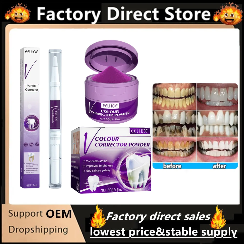 Zähne Bleaching Lila Pulver Reinigung Mundhygiene Zahnpasta Entfernen Plaque Flecken Frischen Atem Dental Bleaching Pflege Werkzeuge