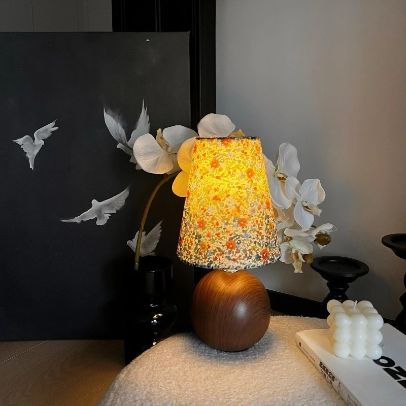 

Ceramics LED Desk Lamp Living Room Bedroom Bedside Mood Light Circular Retro Table Lamps Desktop Decor Items Lighting Lights