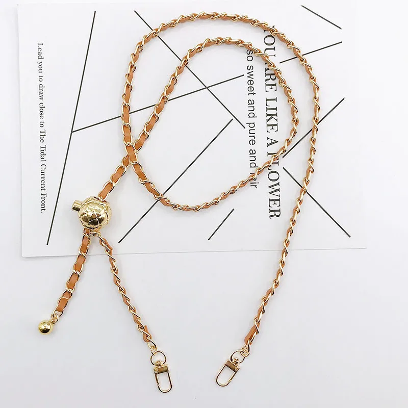 120CM Purse Chain Strap Crossbody Handbag Chains Replacement Leather Shoulder Bag Chain Straps Chic Golden Ball Bag Accessories