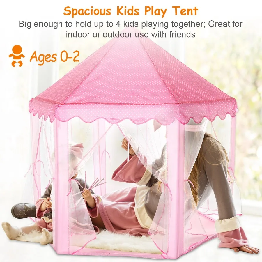 Tentes de jeu princesse pour filles, château de princesse, maison de jeu, utilisation intérieure et extérieure