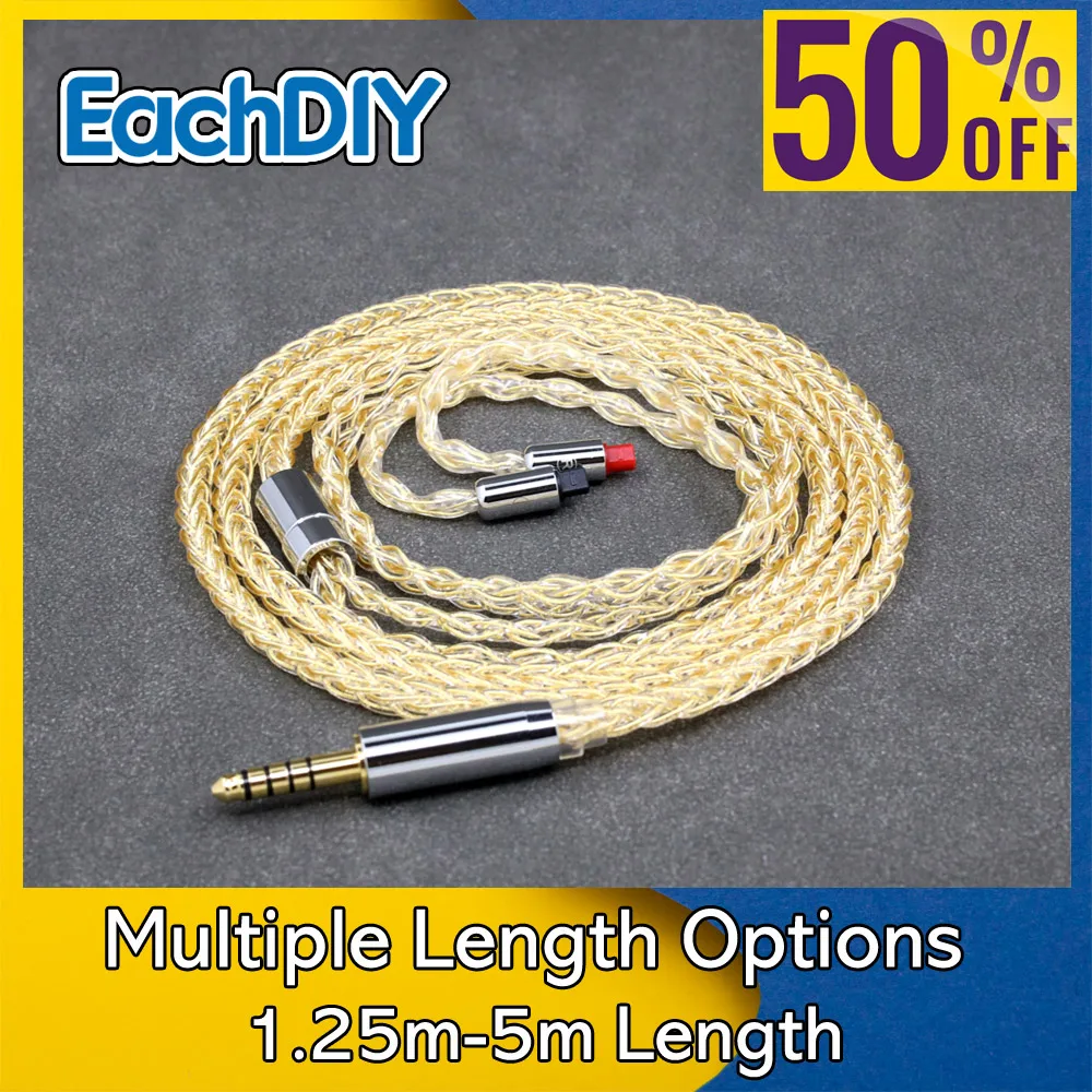 

8 Core 99% 7n Pure Silver 24k Gold Plated Earphone Cable for Audio-Technica ATH-IM50 IM70 IM01 IM02 IM03 IM04 LN008818