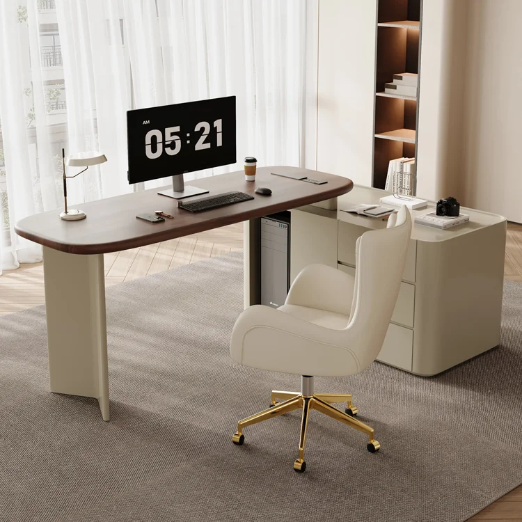 Top Italian Medieval Style High End Wholesale Luxury Modern Wooden Boss Desk Manager Beige Office Table Design