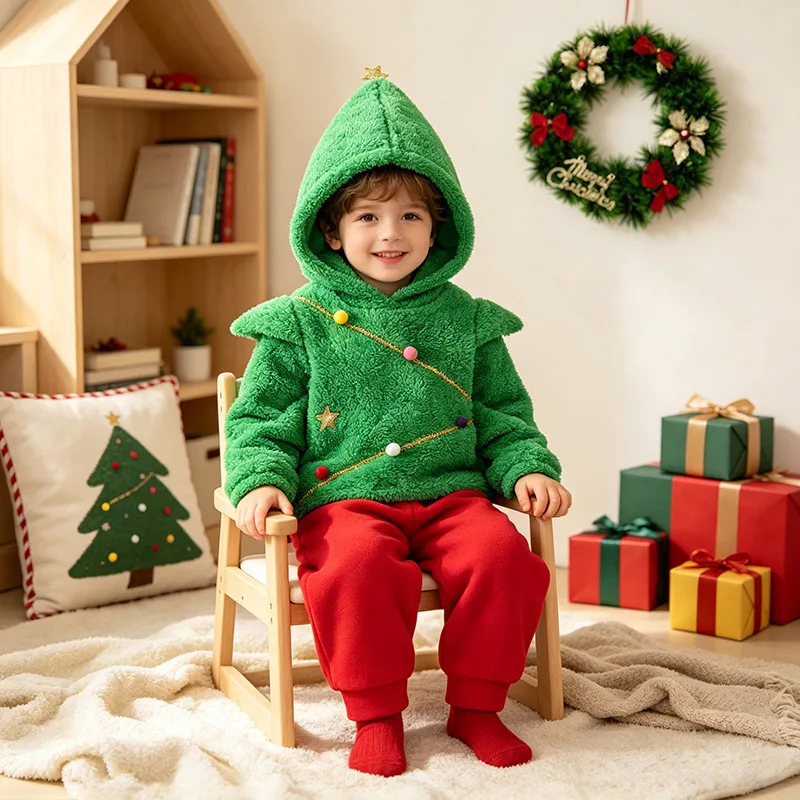 Christmas Tree Kids Costume Children's Christmas Tree Set Christmas Party cosplay costume