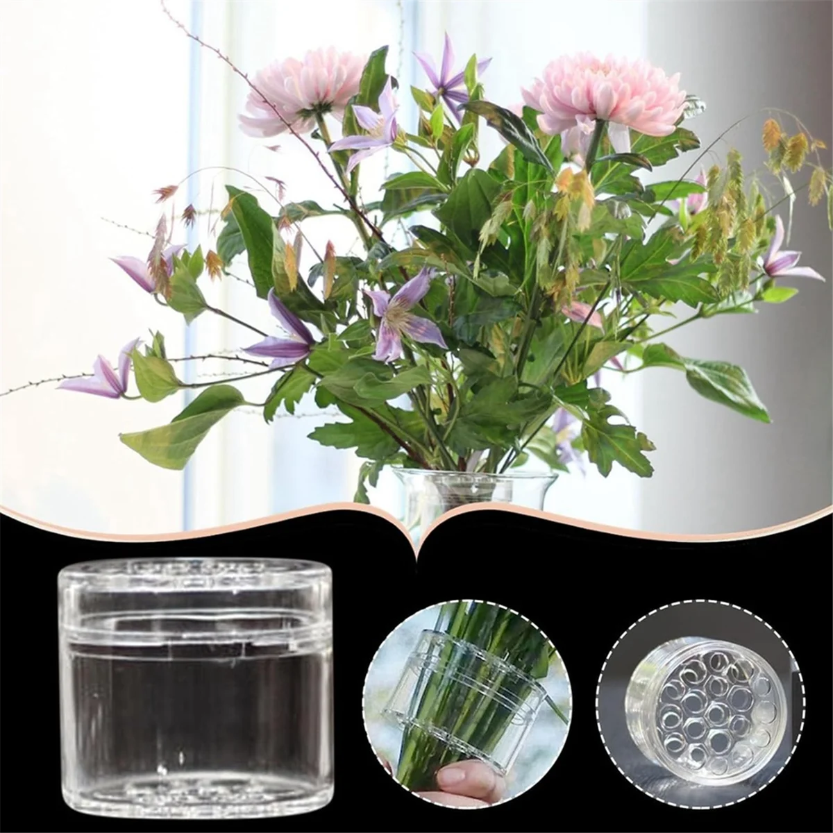 3 Pcs Spiral Ikebana Stem Holder, Transparent Reusable Floral Grid for Vase, Bloom Shaper for Flowers (L)