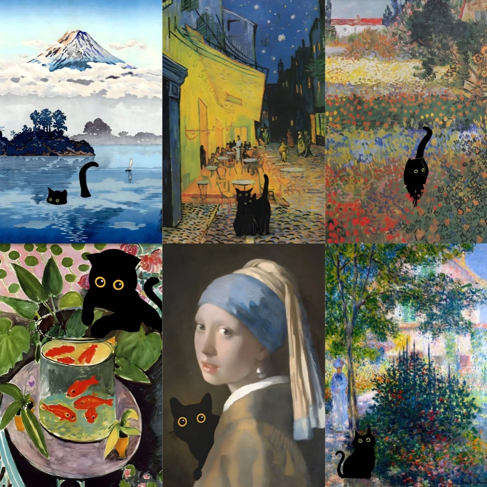 Śliczny czarny kot obraz diamentowy gorący nowy 2024 mozaika z kryształami górskimi haft kreskówka zabawny krzyż zestaw do szycia dekoracje ścienne do domu prezenty