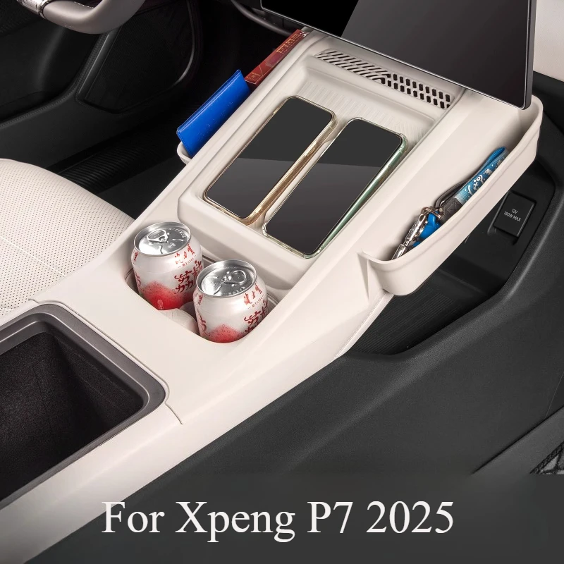 

For Xpeng P7 2025 Center Console Silicone Protection Set - Control Panel Mat, Cup Holder & Wireless Charger Pad Cover