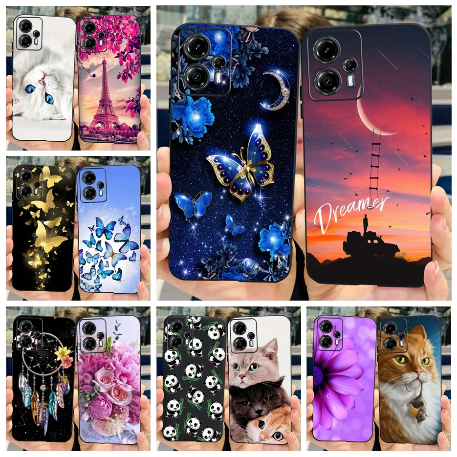 For Motorola Moto G13 G23 G53 G73 Case Stylish Cat Butterfly Soft Slim Phone Case For Moto G73 G53 G13 G23 Back Cover TPU Fundas