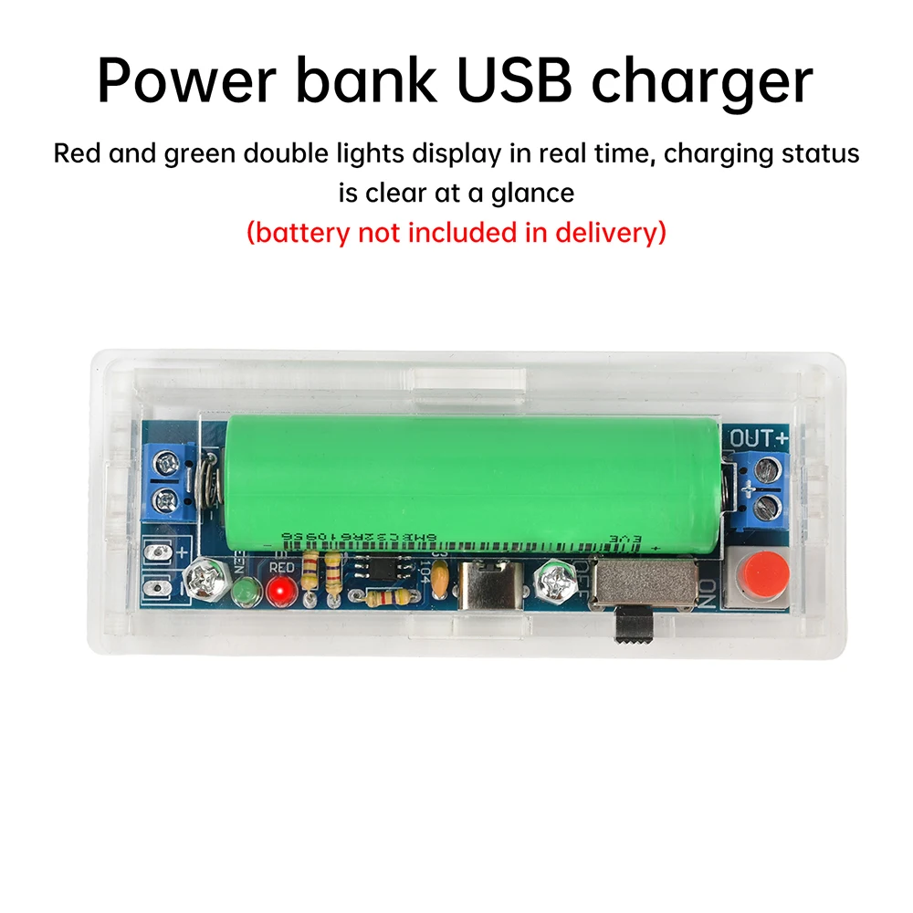 18650 carregador de bateria de lítio energia móvel kit diy carregador de telefone celular tipo-c interface com luz indicadora caixa de bateria diy