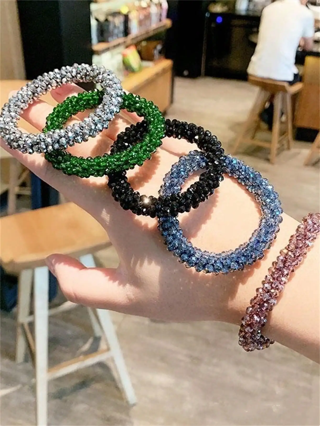 1 crystal color bracelet headband double use hair band all tie ponytail Mother\'s Day headband accessories hair accessories