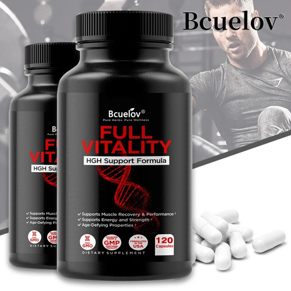 Full Vitality Muscle Recovery Formula - L-Glutamine & L-Lysine, Energy, Strength & Performance Support, 120 Capsules