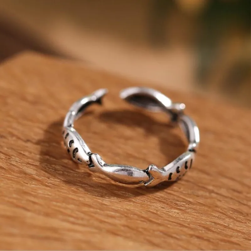 New Arrival Retro Personality 925 Sterling Silver Jewelry Simple Cute Fish Animal Thai Silver Exquisite Opening Rings R181