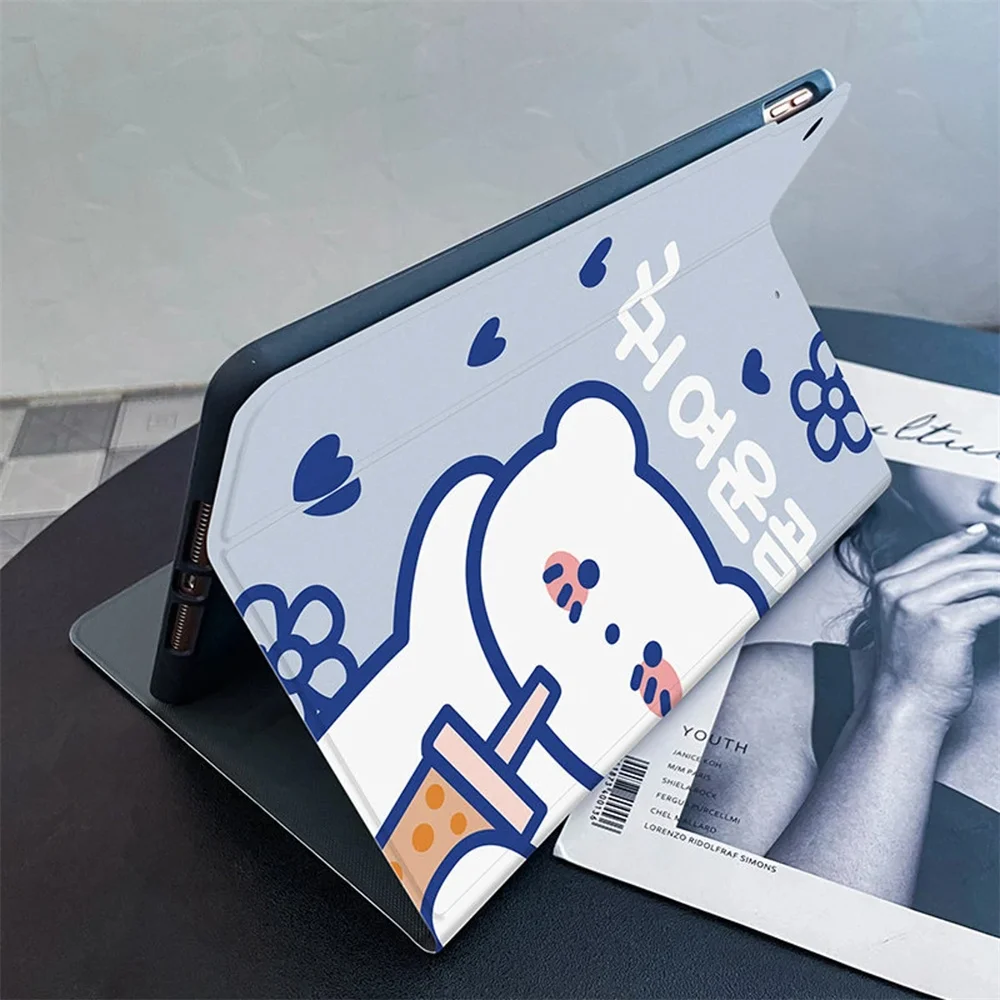 น่ารัก Kawaii หมีกระต่าย Ipad สำหรับ Air 4 5 iPad Pro 2020พร้อมที่ใส่ดินสอ10.2 8 7th 12.9 pro 2018 2021 Mini 4 5 6กรณี