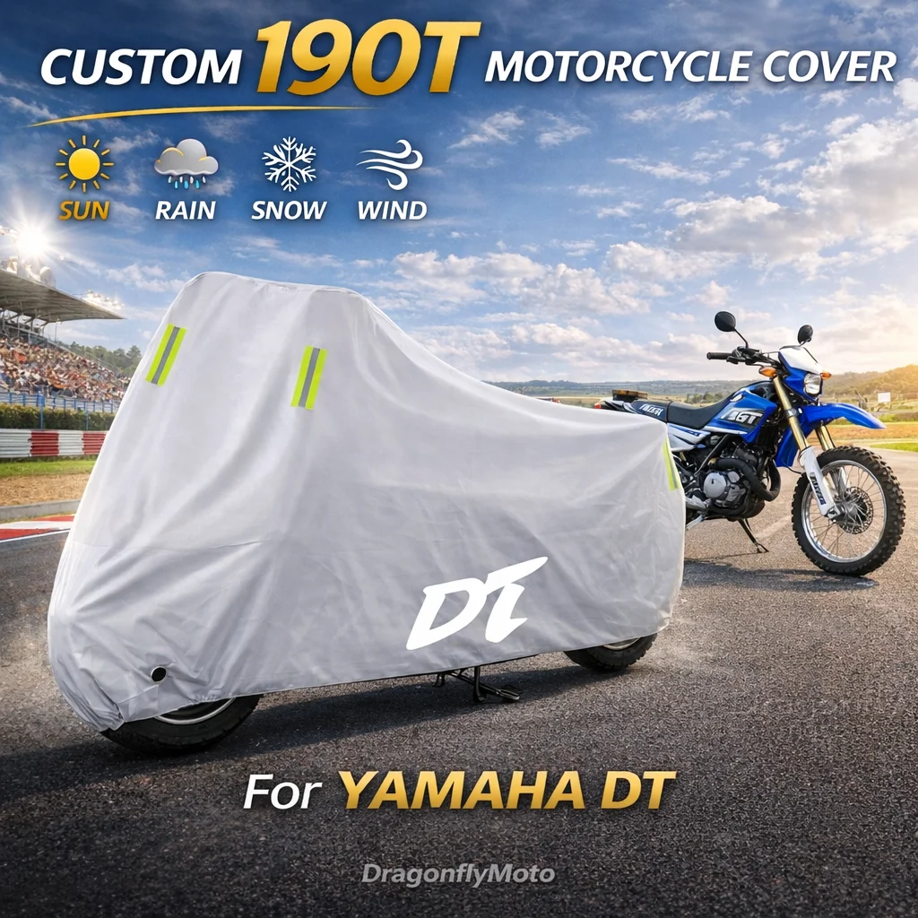 

Чехол для мотоцикла YAMAHA DT230 DT250 DT175 DT200 DT125 DT125R, серебристый, водонепроницаемый, защита от УФ-излучения, дождя, пыли, солнца, для улицы и дома