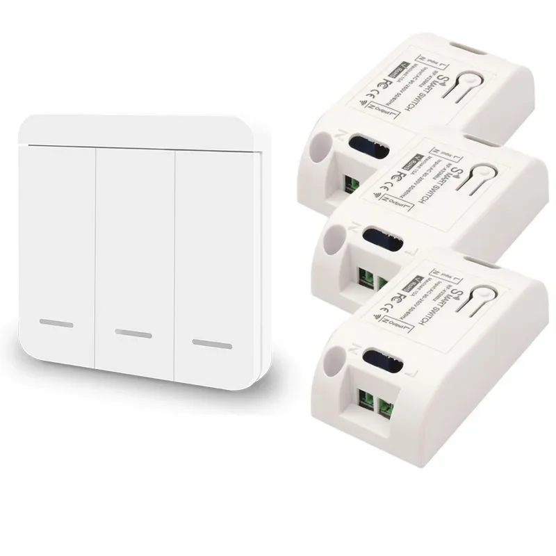 

Wireless Light Wall Switch Relay Receiver RF 433Mhz 1/2/3Gang Panel Switch Remote Control Interruptor for LED Lamp 10A 110V 220V
