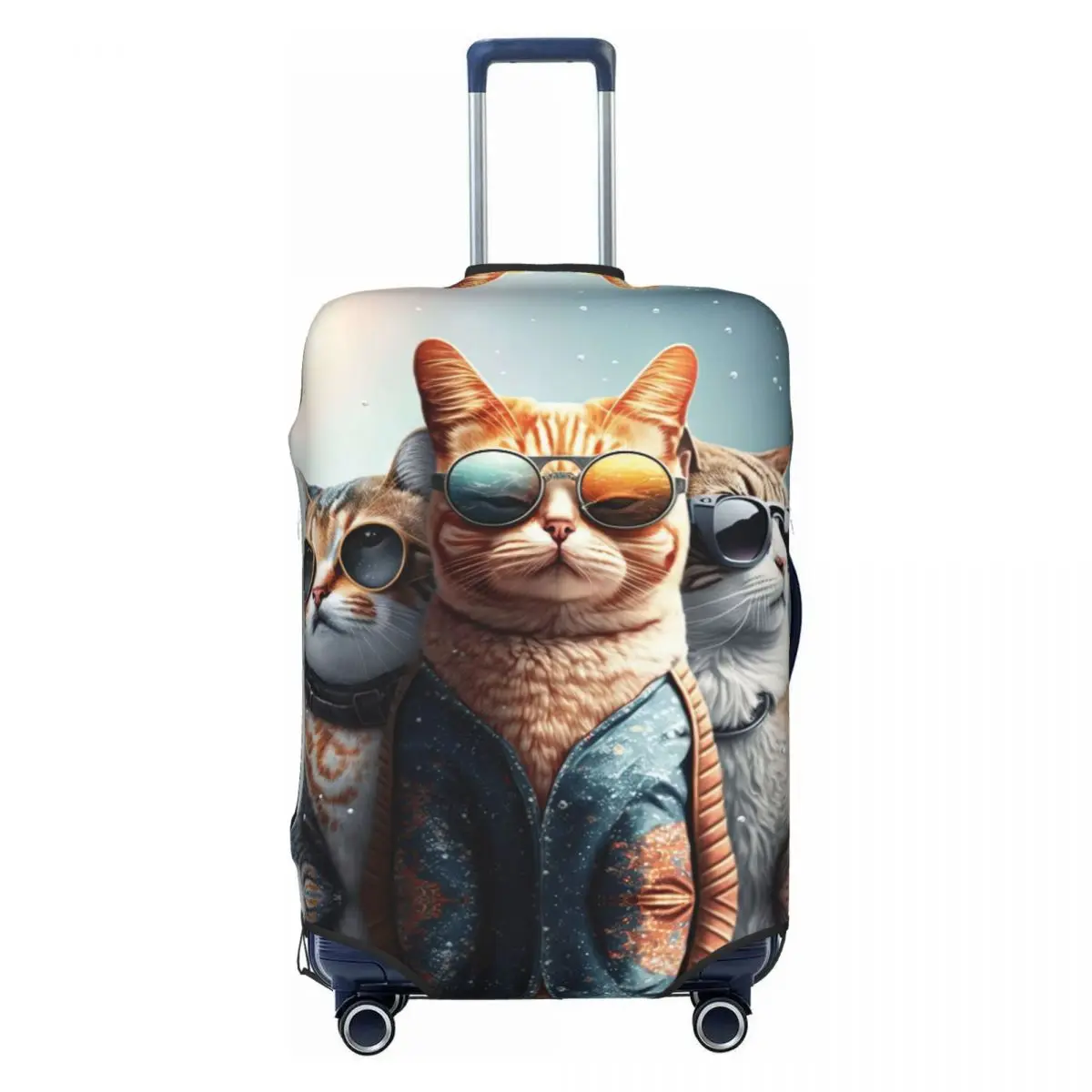 Three Cats With Sunglasses Suitcase Cover funny animal Cruise Trip Vacation Elastic Luggage Case Protection