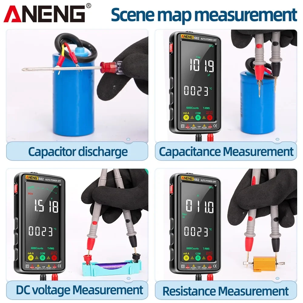 ANENG-VAリバースディスプレイマルチメーター、ammeter、ブザーテスター、充電式マルチメーター、電気測定ツール、682プロ