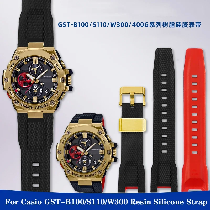 

New Resin Silicone Watch Strap for Casio Steel Heart GST-B100/S110/W300/400G GST-W300G Men Women Waterproof Sports Watchband