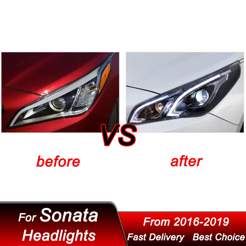 Car Headlights For Hyundai Sonata 9G 2016-2019 new style full LED Auto Head lamp Assembly Upgrade Projector Lens Accessories Kit