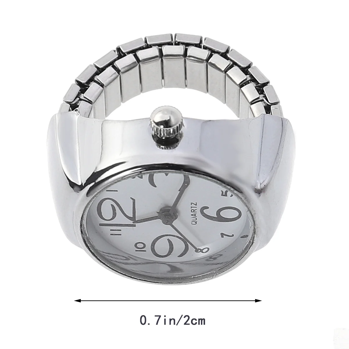 ساعة دائرية صغيرة بيضاء إبداعية مرنة تناظرية كوارتز إصبع يمكن ارتداؤها مجوهرات ساعة وظيفية إكسسوارات عصرية لـ