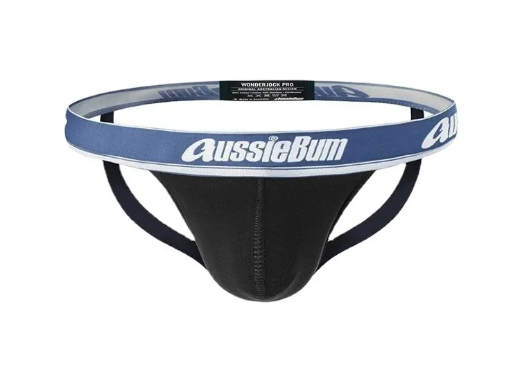 Calças de arco duplo de manga interna elástica respirável masculina, cintura baixa sexy, quadril de elevação, calça de arco duplo, Aussiebum, novo,