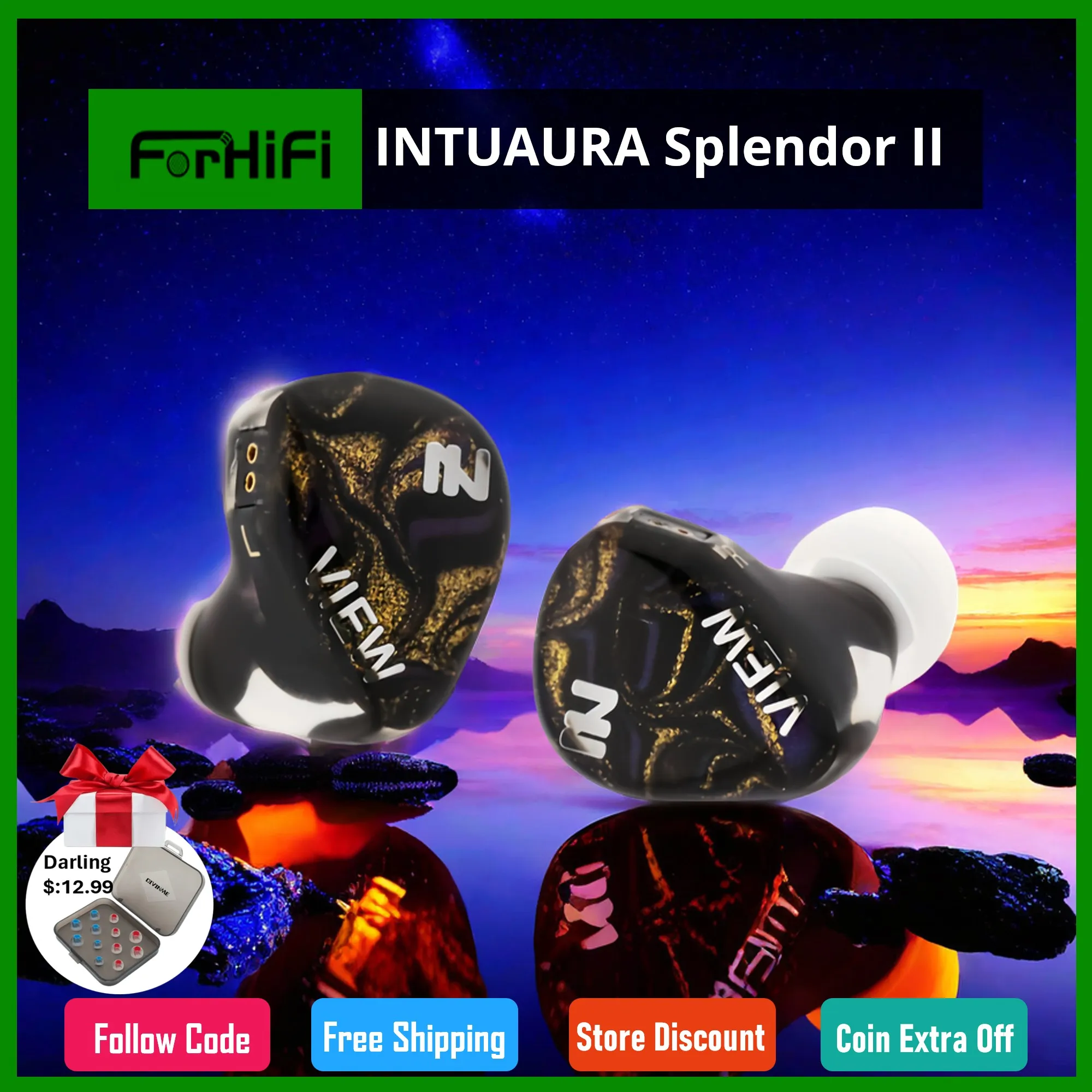 

INTUAURA Splendor II Pre-order Wideband 1DD IEM In-Ear Monitor HiFi Earphone Wired Earbuds with 3.5mm/4.4mm High-purity Cable