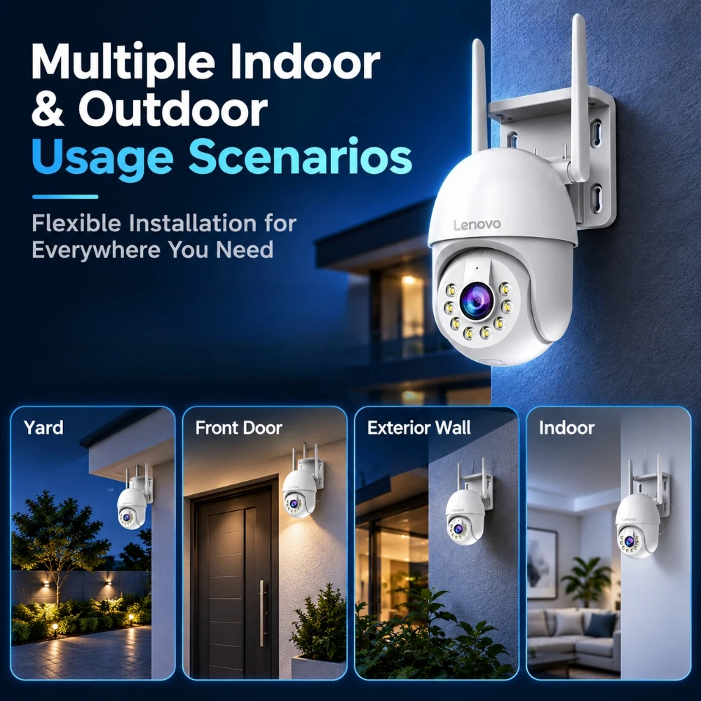 Lenovo 5MP Outdoor IP-Kamera, IP66 wasserdicht, WLAN, Zwei-Wege-Audio, Sicherheitsüberwachungskamera, Bewegungsalarm, HD-Farb-Nachtsicht – Detail 10
