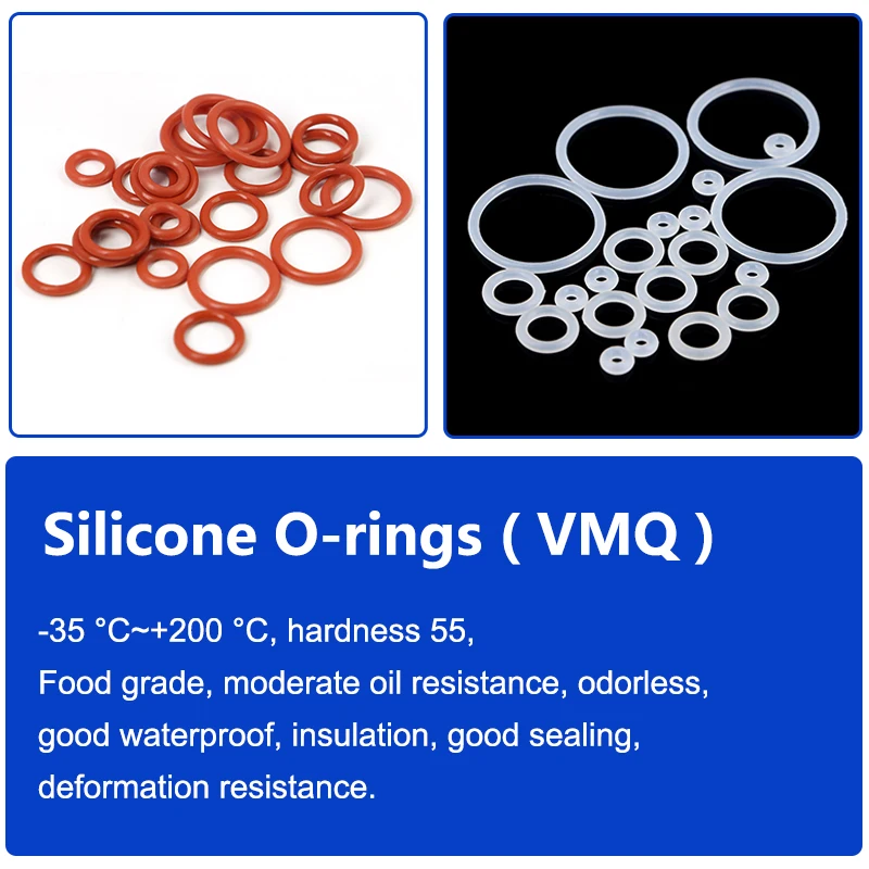10/50pcs White Red VMQ Silicone O Ring Gasket CS 1.5mm OD 5mm ~ 80mm Good Sealing Washer Round O Shape Silicone Rubber Seal Ring