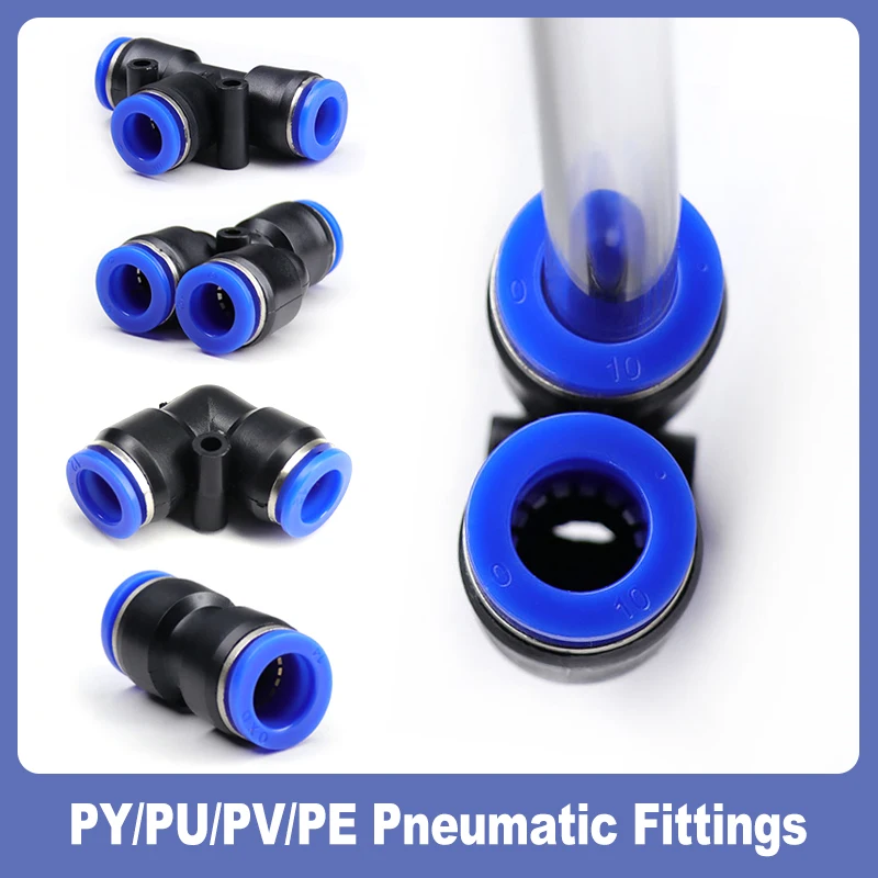 1~50Pcs PY/PU/PV/PE Serie Pneumatic Fitting OD 4 6 8 10 12 16mmTube Connector Fittings Air Water Pipe Push In Hose Quick Couping