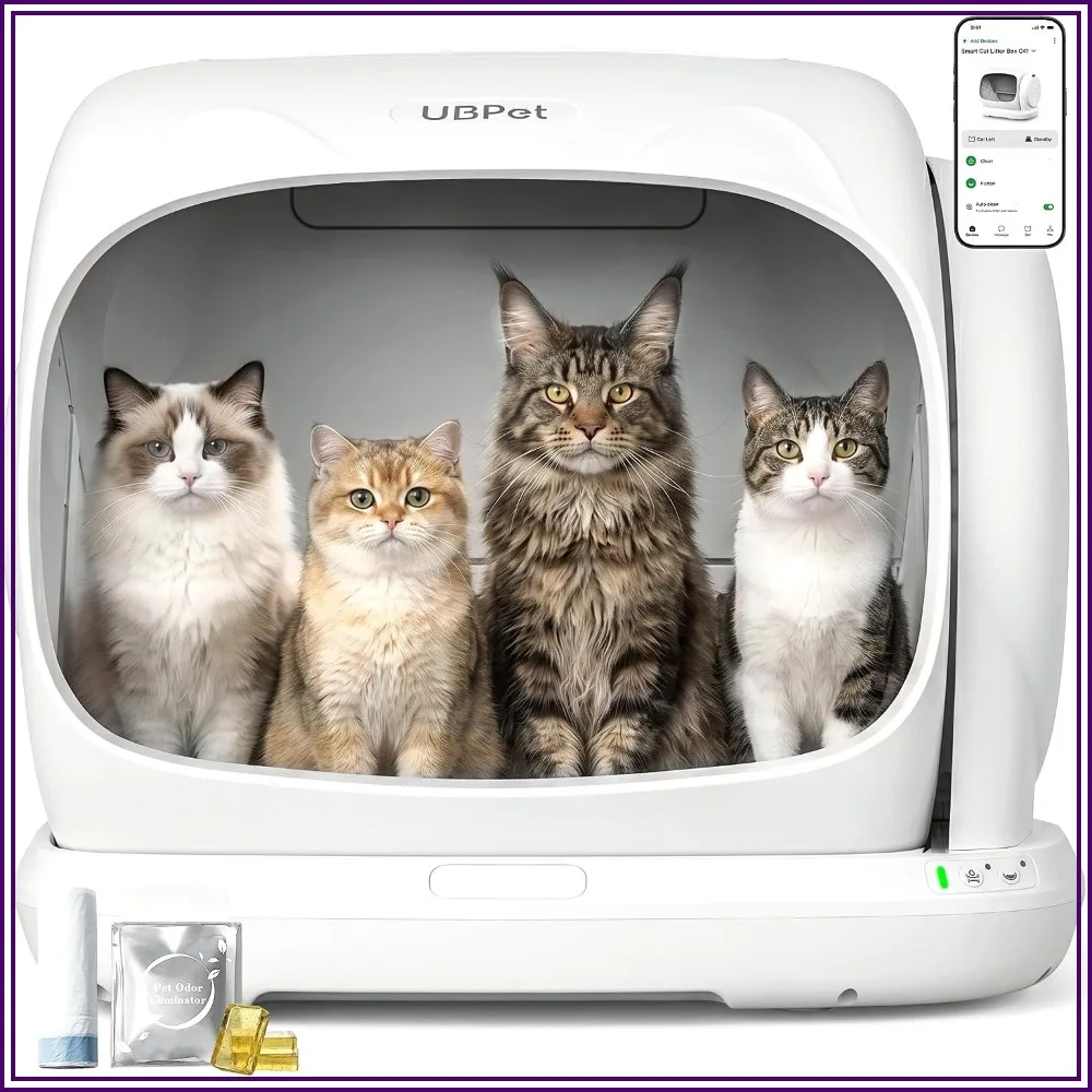 Automatic Litter Box 106L Extra Large Self-Cleaning for Multiple Cats Smart App Control Odor Control