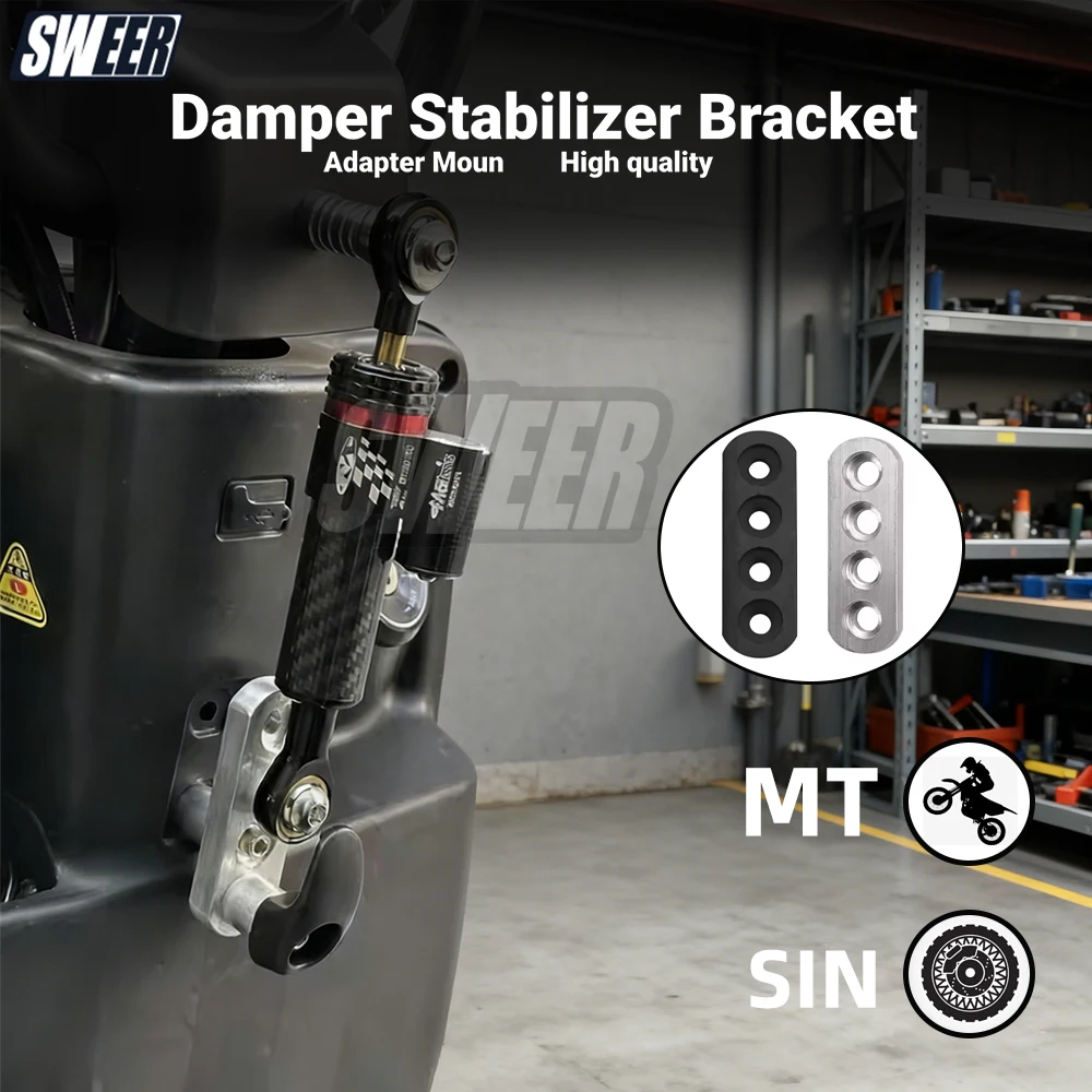 SWEER Motociclette, Scooter elettrici e E-Mopedi Staffa stabilizzatrice ammortizzatore di sterzo regolabile universale - Supporto adattatore