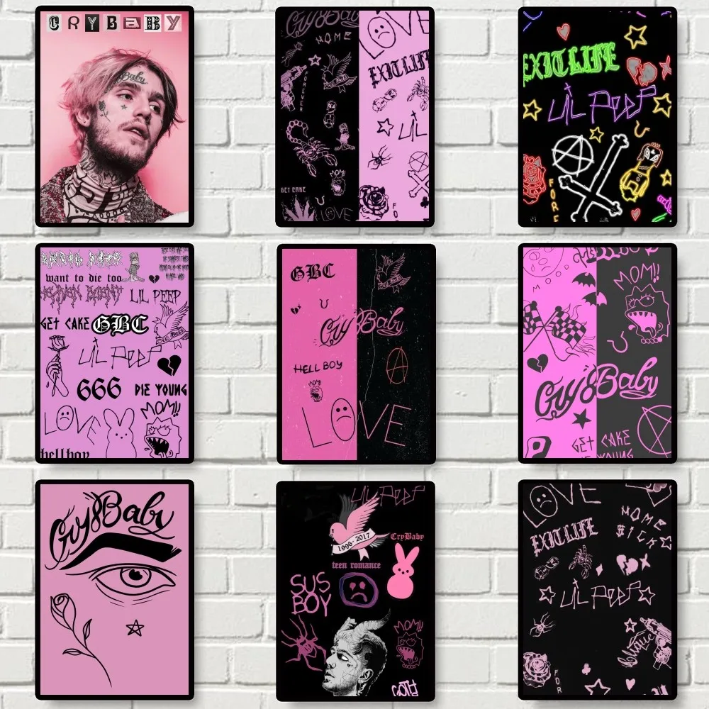 Lil Peep Crybaby Rapper Poster Gallery Prints Self Adhesive Home Decor Decoration Wall Decals Living Room Sticker